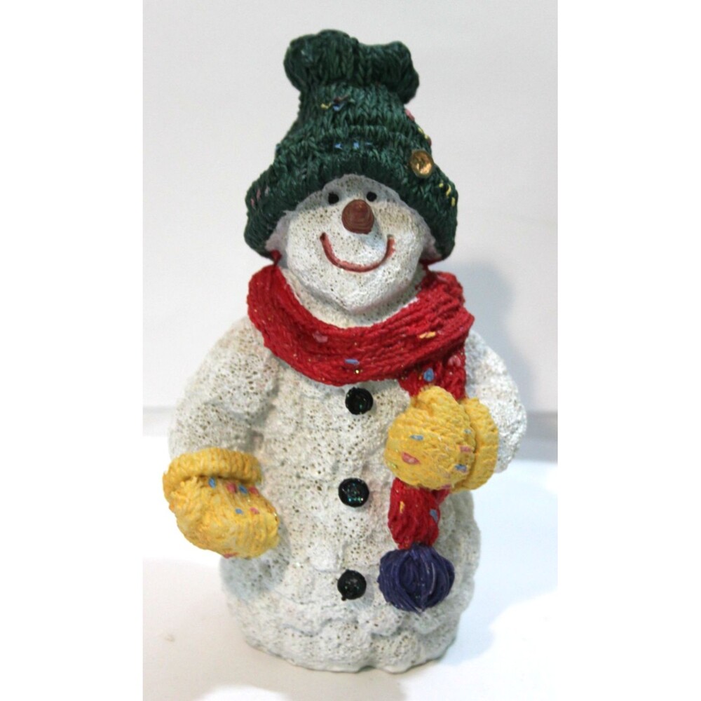 Vintage Resin Snowman Mittens Scarf 6” Holiday Winter Mantle Tabletop Decor Fig